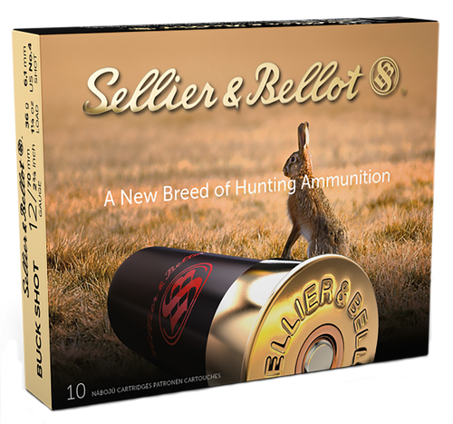 Sellier & Bellot 12 Gauge Ammo 2-3/4" #4 Buckshot 27 Pellets Box of 10 Sellier & Bellot 12 Gauge Ammo 2-3/4" #4 Buckshot 27 Pellets Box of 10