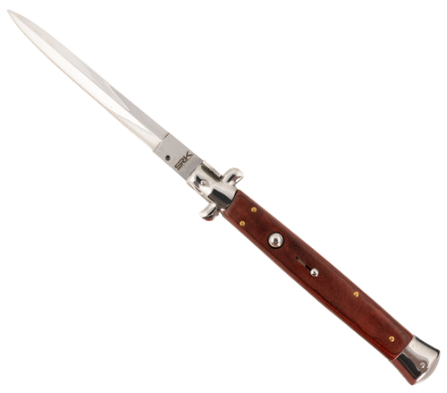 Steel River Knives CIRWD Spartan 6 Inch Italian Dagger Polished Blade 7 Inch Red Wood Handle Side Open