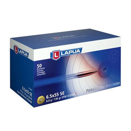 Lapua 6.5x55mm Swedish Mauser Ammo 136 Grain Lapua Scenar-L Jacketed Hollow Point Box of 50