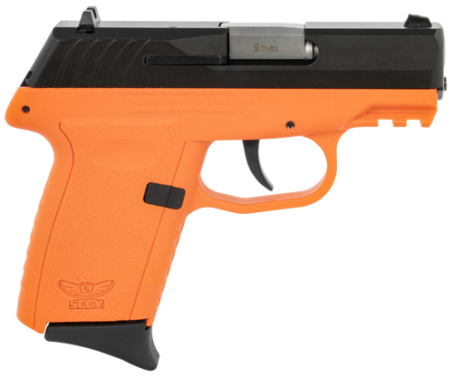 SCCY CPX-2 9mm Luger Pistol 3.1" Barrel 10+1 Round Black Slide Orange Frame