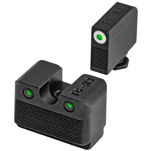 TRUGLO Tritium Pro Sight Set for Glock MOS Low Tritium Green with White Front Outline