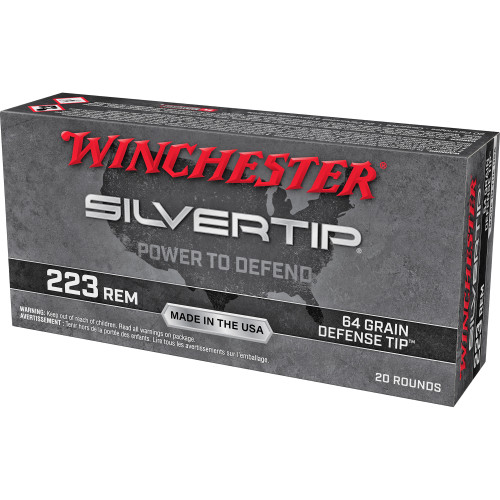 Winchester Silvertip Defense 223 Remington Ammo 64 Grain Winchester Defense Tip Polymer Tip Box of 20