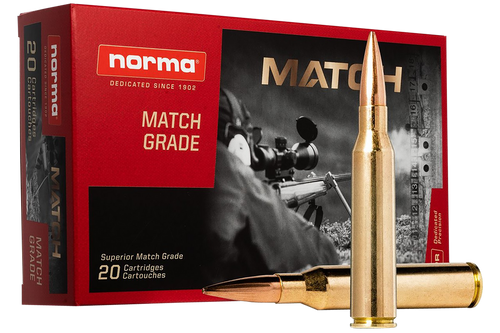 Norma Match 338 Lapua Magnum Ammo 250 Grain Norma Golden Target Jacketed Hollow Point Box of 20