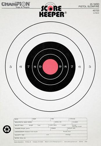 Champion Scorekeeper Targets Fluorescent Orange 25 Yard Pistol Slow Fire 100 Pack