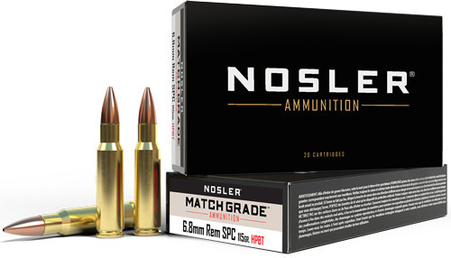 Nosler Match Grade 6.8 SPC Ammo 168 Grain CC HPBT Box of 20