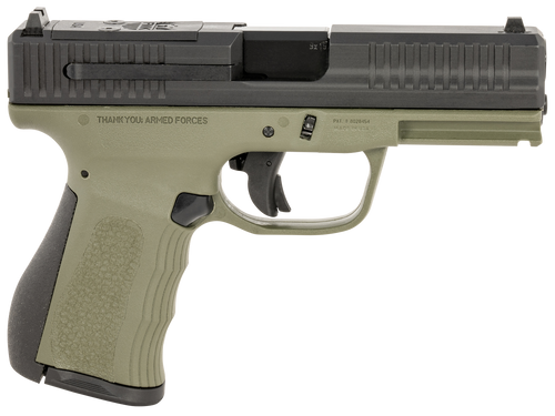 FMK Mach 9 9mm Luger Pistol 4" Barrel 10+1 Round OD Green Frame FMK Mach 9 9mm Luger Pistol 4" Barrel 10+1 Round OD Green Frame