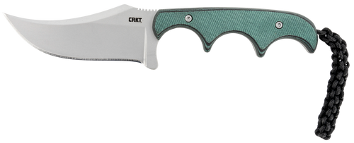 CRKT Minimalist Persian Fixed Blade Knife 2.76" Trailing Point 8Cr10MoV Bead Blasted Blade Resin Infused Fiber Handle Black/Green