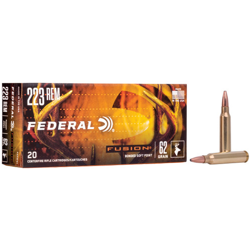 Federal Fusion 223 Remington Ammo 62 Grain Boat Tail Soft Point Box of 20
