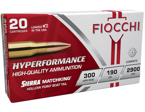 Fiocchi .300 Winchester Magnum Ammo 190 Grain Sierra MatchKing HPBT Box of 20