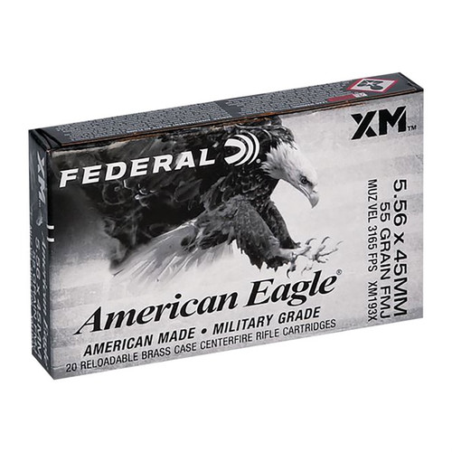 Federal American Eagle 5.56 NATO Ammo 55 Grain FMJ Box of 20