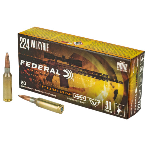 Federal Fusion MSR 224 Valkyrie Ammo 90 Grain Bonded Round Nose Box of 20 - Image 1