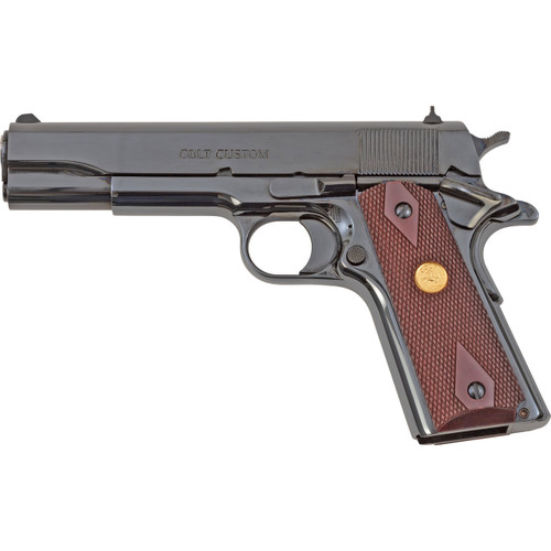 Colt 1911C Government 45 ACP Pistol 5" Barrel 7+1 Round Blued Slide Wood Grip Blued Frame