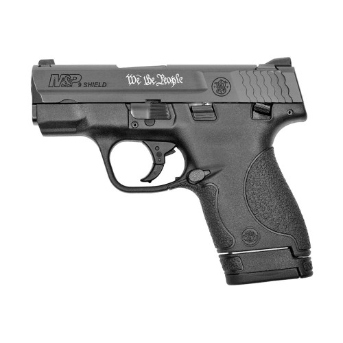 Smith & Wesson M&P 9 Shield 9mm Luger Pistol 3.1" Barrel 7+1 Round Black with White Engraving Smith & Wesson M&P 9 Shield 9mm Luger Pistol 3.1" Barrel 7+1 Round Black with White Engraving
