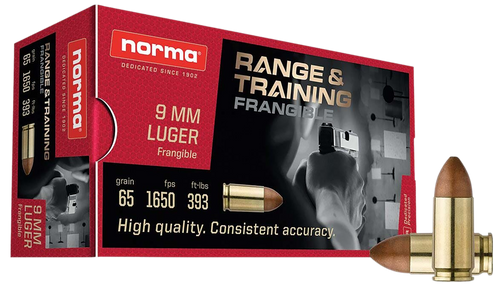 Norma 9mm 65gr Frangible Ammunition 50/20