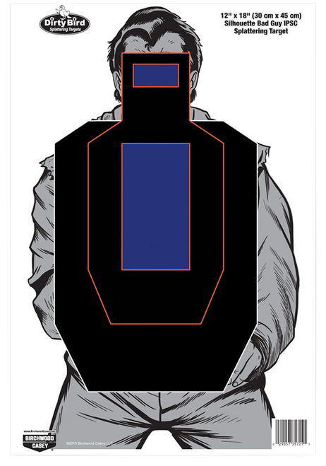 Birchwood Casey Dirty Bird Bad Guy IPSC Silhouette 12" x 18" Target 8PK