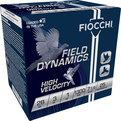 Fiocchi High Velocity 28 Gauge Ammo 3" #7-1/2 Lead Shot 1 oz Box of 25