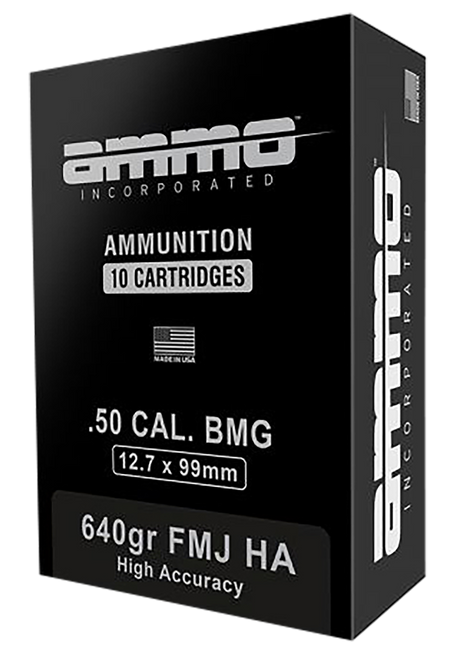 Ammo Inc .50 BMG Ammo 640 Grain Full Metal Jacket 10 Rounds Per Box