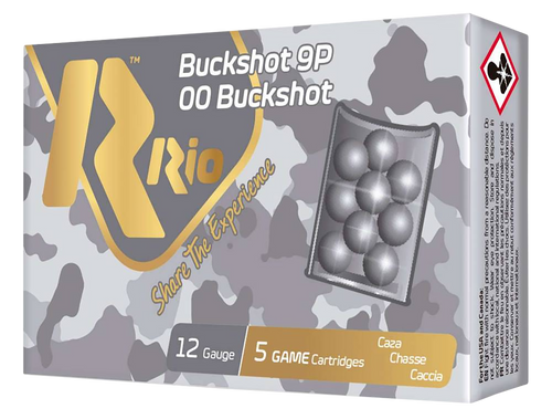 Rio Royal Buck 12 Gauge Ammo 2-3/4" #00 Buckshot 9 Pellets Box of 5