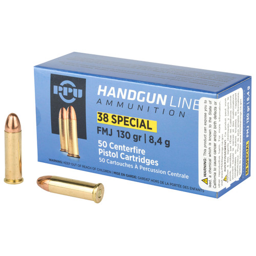 Trz Trading Inc. PPU .38 Special Ammunition 130 Grain FMJ 50 Rounds