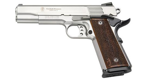 Smith & Wesson PC SW1911 Pro Series 9mm Luger Pistol 5" Barrel 10+1 Round Brown Grip Stainless Steel Frame
