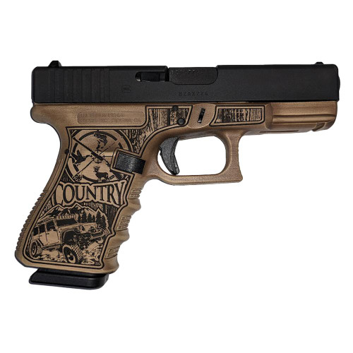 Glock 19 Gen 3 9mm Luger Pistol 4.02" Barrel 15+1 Round Engraved "Country" Finish