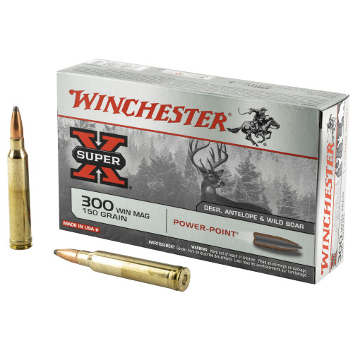 Winchester Power Point 300 Winchester Magnum Ammo 150 Grain Jacketed Soft Point Box of 20 - Image 1