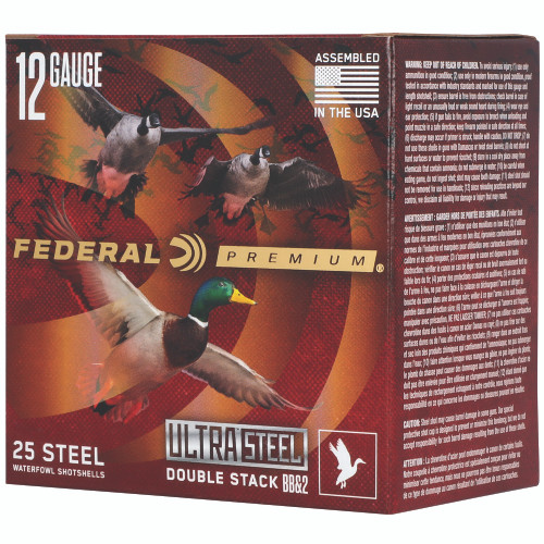 Federal Premium Ultra Steel 12 Gauge Ammo 3" 1-1/4 oz BB & #2 Steel Shot Box of 25 - Image 1