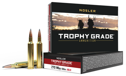 Nosler Trophy Grade 270 Weatherby Magnum Ammo 150 Grain Nosler AccuBond Long Range Bonded Polymer Tip Box of 20
