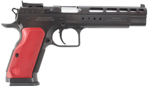 Tanfoglio Gold Match 10mm Auto Pistol 6" Barrel 13+1 Round Black Slide Red Grip