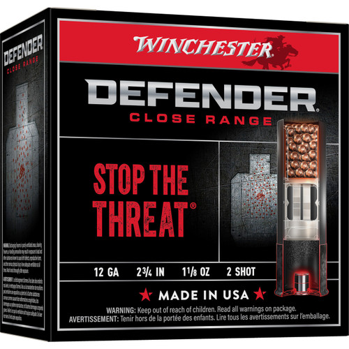 Winchester Defender 12 Gauge Ammo 2-3/4" #2 Shot 1-1/8 oz Box of 25