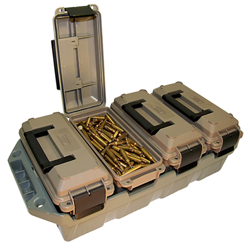 MTM 4-Can 30 Caliber Ammo Crate Dark Earth Cans Olive Drab Green Tray