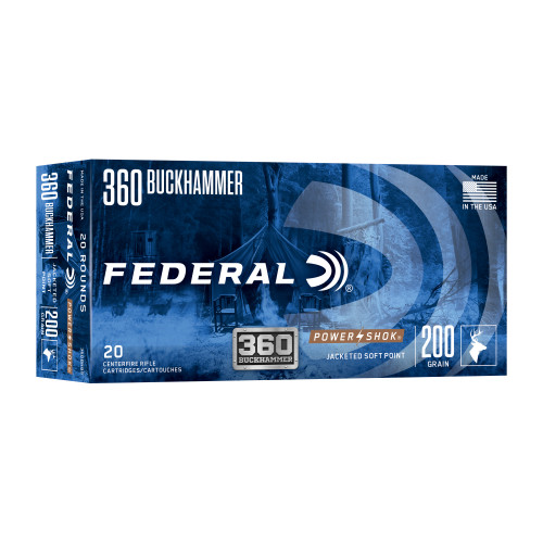 Federal Power-Shok 360 Buckhammer Ammo 200 Grain Jacketed Soft Point Box of 20