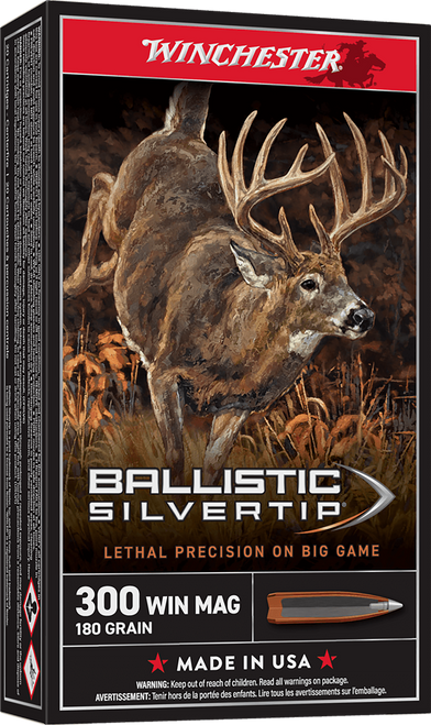 Winchester Ballistic Silvertip 300 Winchester Magnum Ammo 180 Grain Polymer Tip Box of 20