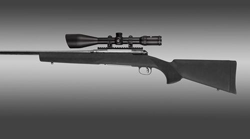 Hogue Rubber OverMolded Rifle Stock Savage 110, 112, 116 Long Action Detachable Magazine Varmint Contour Pillar Bed Synthetic Black