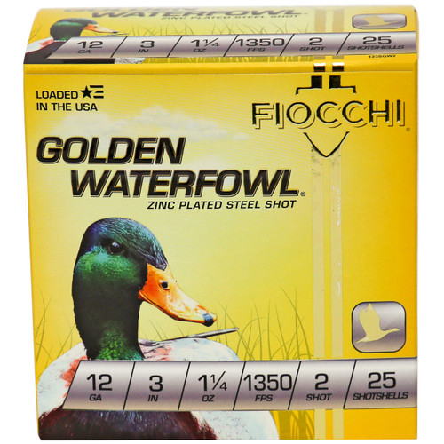 Fiocchi 12 Gauge 2 Shot Steel Ammo 1.25 Oz 1350 FPS Box of 25