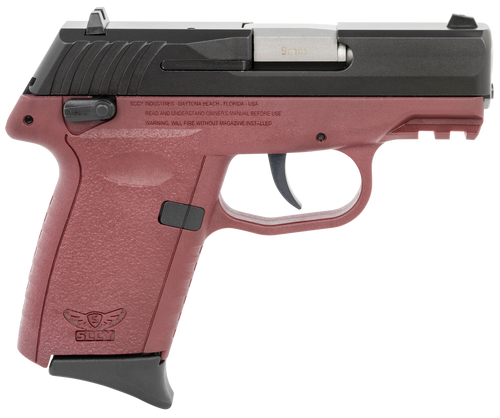SCCY CPX-1 9mm Luger Pistol 3.1" Barrel 10+1 Round Black Slide Crimson Frame (Includes Manual Safety)