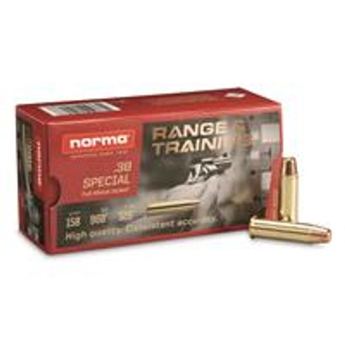 Norma Range Training FMJ .38 Special 158 Grain Full Metal Jacket Brass Cased Centerfire Pistol Ammo 50rd Bx