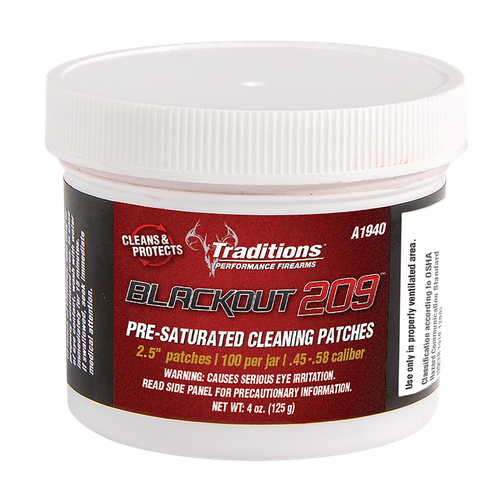 Traditions Blackout 209 Black Powder Cleaning Patches 45-58 Caliber 2.5" Jar of 100