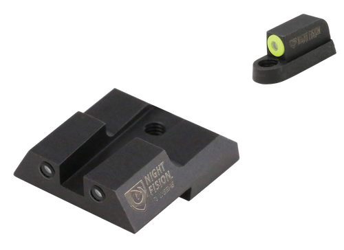 Night Fision Standard Height Night Sight Set CZ P-07, P-09 Tritium Yellow Ring Front, Square Notch Black Ring Rear Steel Nitride