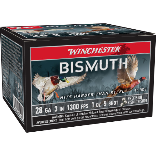 Winchester Bismuth 28 Gauge Ammo 3" #5 Bismuth Shot 1 oz Box of 15 - Image 1 Winchester Bismuth 28 Gauge Ammo 3" #5 Bismuth Shot 1 oz Box of 15 - Image 1