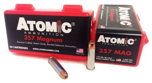 Atomic Ammunition .357 Magnum 158 Grain JHP Ammo Box of 50