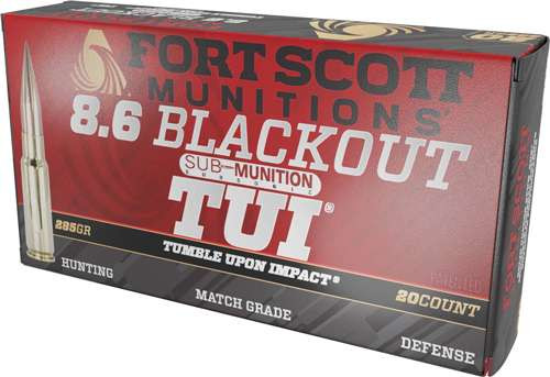 Fort Scott Munitions 8.6 Blackout Ammo 285 Grain Solid Copper Box of 20