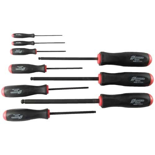 Bondhus 9-Piece Metric Hex Screwdriver Set 1.5mm-10mm