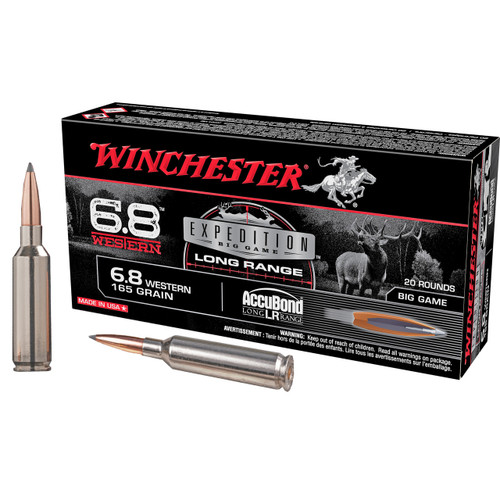 Winchester Expedition Big Game Long Range 6.8 Western Ammo 165 Grain Nosler AccuBond Long Range Bonded Polymer Tip Box of 20