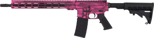 Great Lakes Firearms & Ammo AR15 Semi Automatic Rifle 223 Wylde 16" Nitride Barrel Pink Battleworn