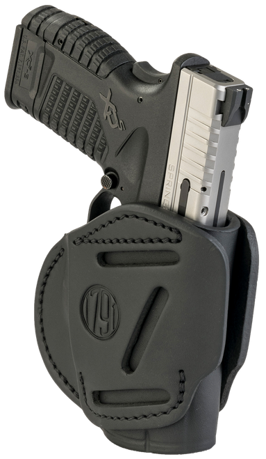 1791 Gunleather 3WH4SBLA 3-Way IWB/OWB Holster Size 04 Black Leather
