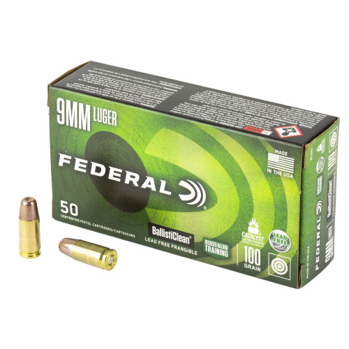 Federal BallistiClean 9mm Luger Ammunition 100 Grain Frangible RHT Box of 50 - Image 1