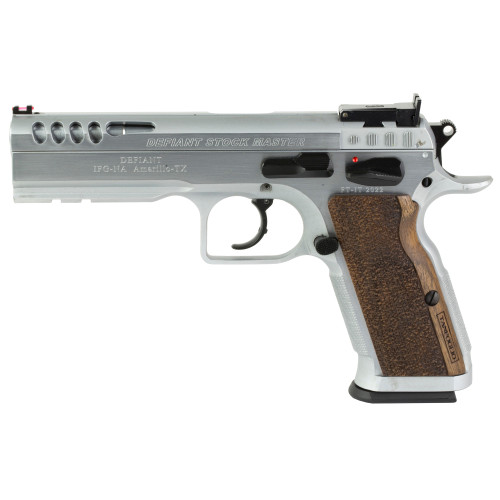 Tanfoglio Stock Master 9mm Luger Pistol 4.75" Barrel 17+1 Round Chrome Slide Black Grip Chrome Frame