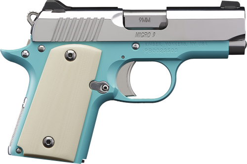 Kimber Micro 9 Bel Air 9mm Pistol 3.15" Barrel 6+1 Round Stainless Steel Slide Bel Air Blue Frame Ivory G-10 Grip