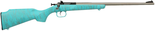 Crickett KSA2446 Gen2 Youth Bolt Action Rifle 22 LR 16.13" Stainless Barrel Stainless Steel Receiver Blue with Gold Webbing Stock